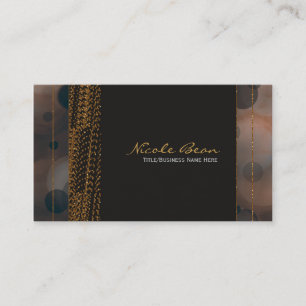 Cartões de Visita Bokeh Glam Marrom Bege & Ouro Ch
