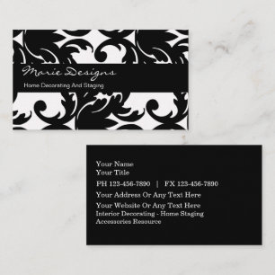 Cartões de Visita Chic com Padrão Damask Decorativ