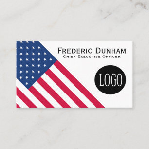 Cartões de Visita com Bandeira Americana e Seu Log