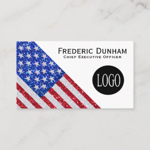 Cartões de Visita com Bandeira Americana e Seu Log
