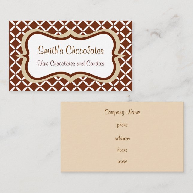 Cartões de Visita com Estampa de Chocolate (Frente/Verso)
