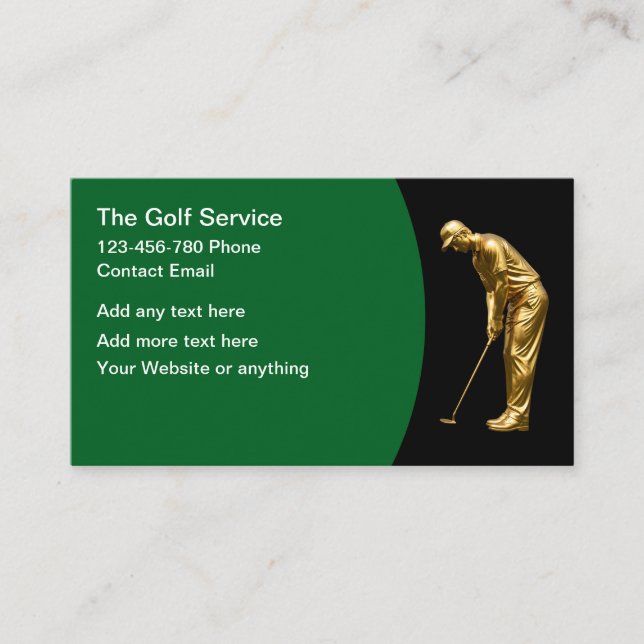 Cartões de visita com tema de golfe sofisticado (Frente)
