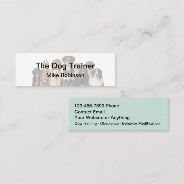 Cartões de Visita Compactos de Treinamento de Cães (Frente/Verso)