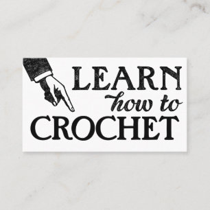 Cartões de Visita de Aulas de Crochê - Vintage Leg