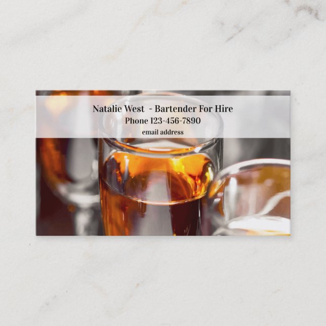 Cartões de visita de barhop de bartender freelance (Frente)