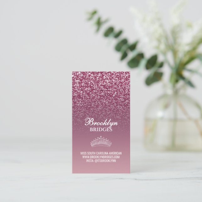 Cartões de Visita de Concurso Sparkle Crown Frente (Em pé/Frente)