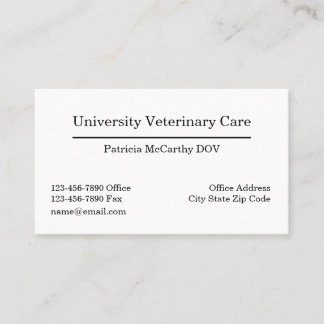 Cartões de Visita de Consulta de Médico Veterinári