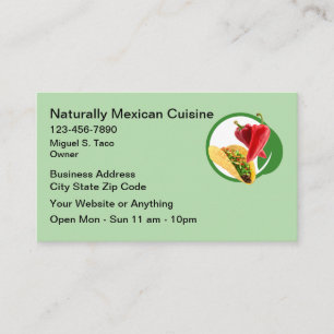Cartões de Visita de Cozinha Mexicana Natural