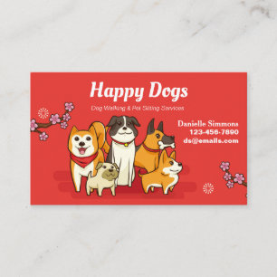 Cartões de Visita de Cuidado de Cães Happy Dogs