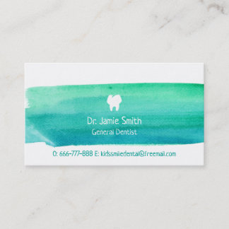 Cartões de Visita de Dentista Aquarela Azul Verde