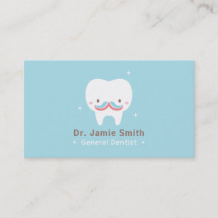 Cartões de Visita de Dentista Dente Fofo Bigode