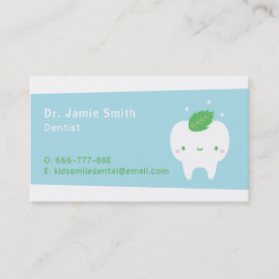 Cartões de Visita de Dentista Folha de Hortelã Den