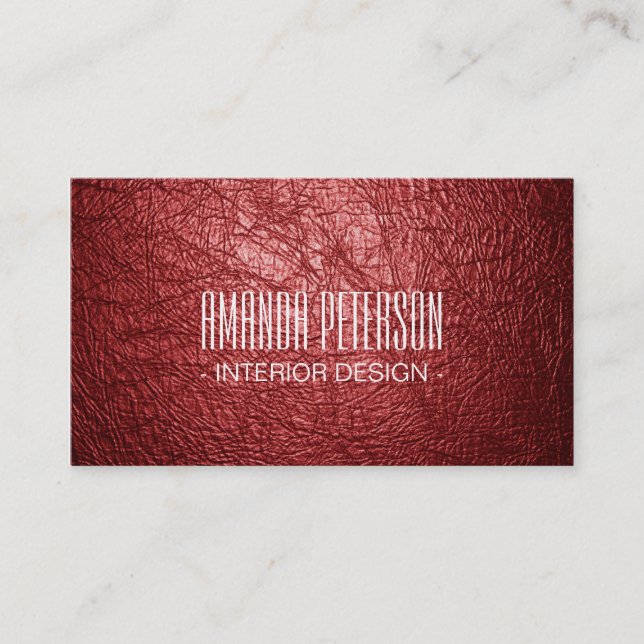 Cartões de Visita de Designer em Couro Vermelho Fa (Frente)