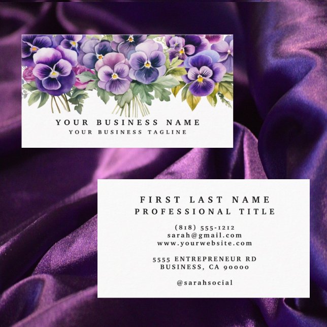 Cartões de Visita de Flores Violeta Elegantes de A (Criador carregado)