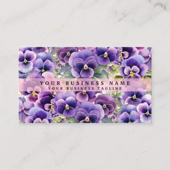 Cartões de Visita de Flores Violeta Elegantes de A (Frente)