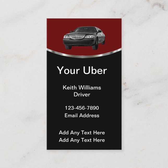 Cartões de Visita de Motorista Uber de Luxo (Frente)