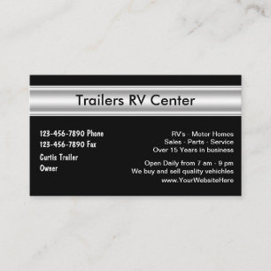 Cartões de Visita de Negócios de Trailer RV