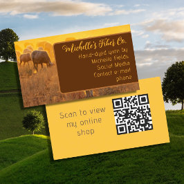 Cartões de Visita de Ovelhas Pastando Código QR de