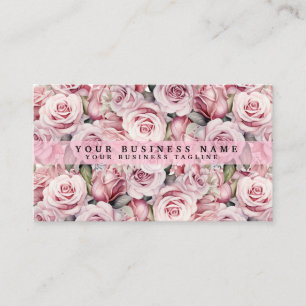 Cartões de Visita de Rosas em Aquarela Rosa Bege