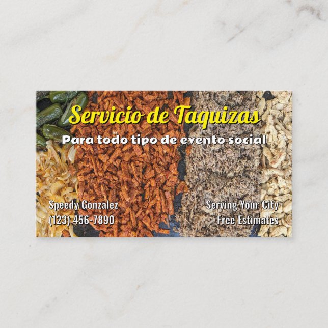Cartões de visita de serviço de taco (Frente)