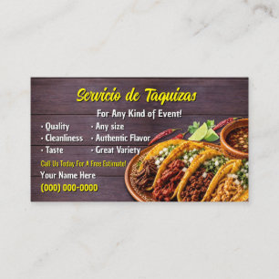 Cartões de Visita de Serviço de Taco