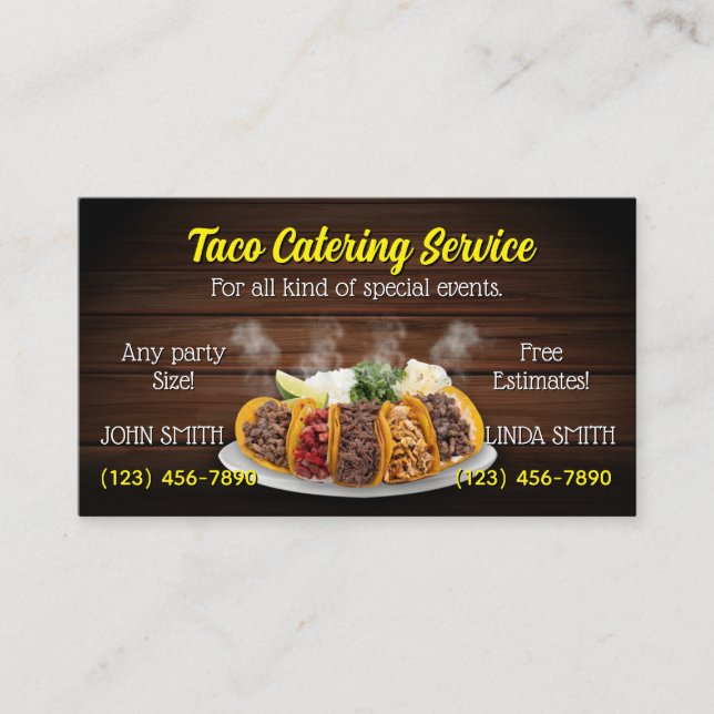 Cartões de Visita de Serviço de Taco (Frente)