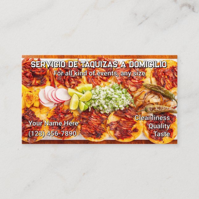 Cartões de Visita de Serviço de Taco (Frente)