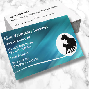 Cartões de Visita de Serviços Veterinários Moderno