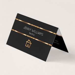Cartões de Visita Dobrados Tema Classy Gold Realto