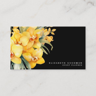 Cartões de Visita Elegantes de Orquídeas Amarelas