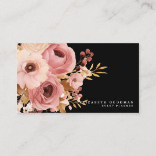 Cartões de Visita Elegantes Rosa e Preto
