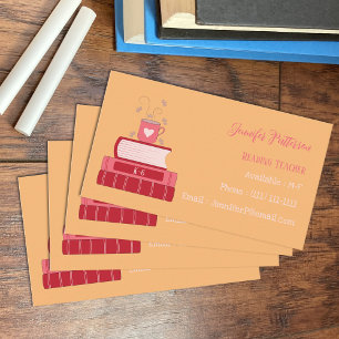 Cartões de Visita Laranja Padrão de Professor de L