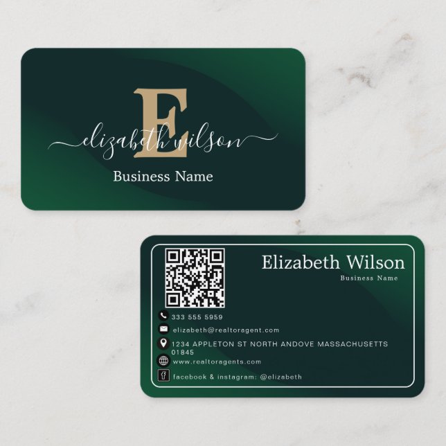 Cartões de visita modernos e elegantes com código  (Frente/Verso)