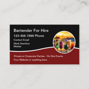 Cartões de Visita Modernos e Legais para Barman Au