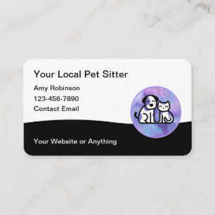 Cartões de Visita Modernos para Pet Sitter da Moda