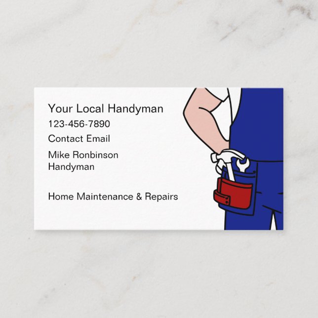 Cartões de Visita Modernos Simples de Handyman (Frente)