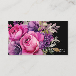 Cartões de Visita Negócios Rosa Floral Roxo Premie