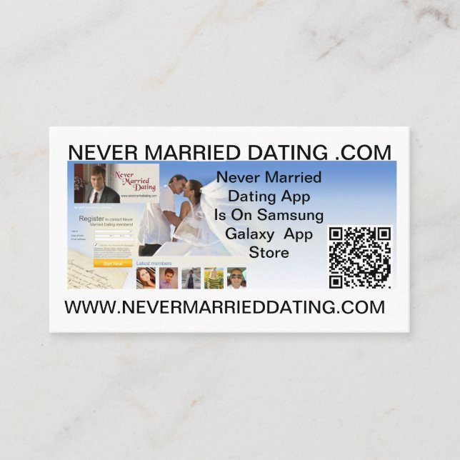 Cartões de Visita Never Married Dating . Com (Frente)