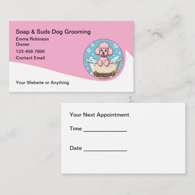 Cartões de visita para Pet grooming com tema de ba (Frente/Verso)