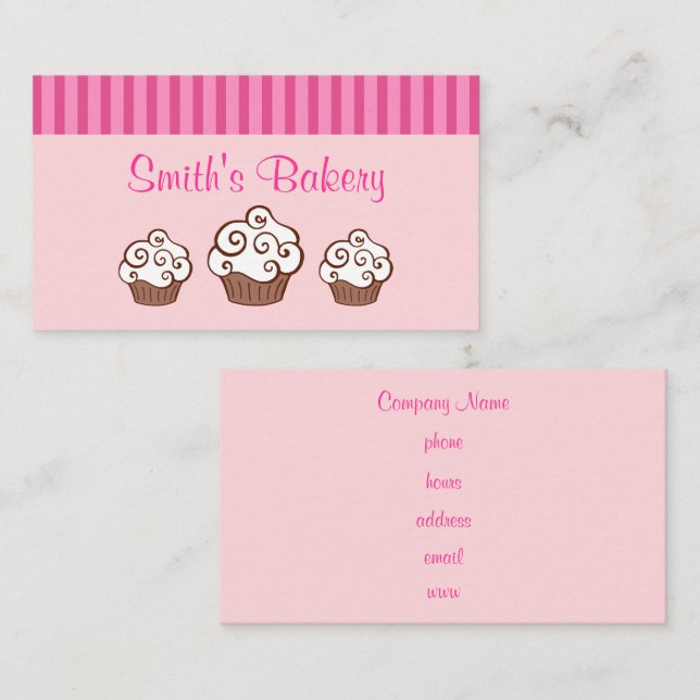 Cartões de Visita Personalizados para Cupcake (Frente/Verso)