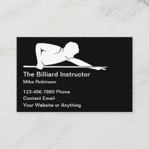 Cartões de Visita Simples de Instrutor de Bilhar