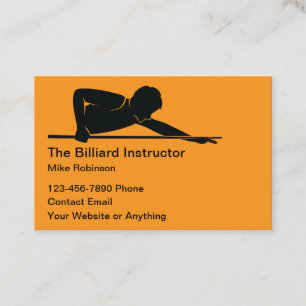 Cartões de Visita Simples de Instrutor de Bilhar