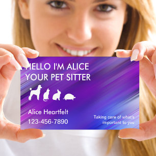 Cartões de Visita Simples de Pet Sitter
