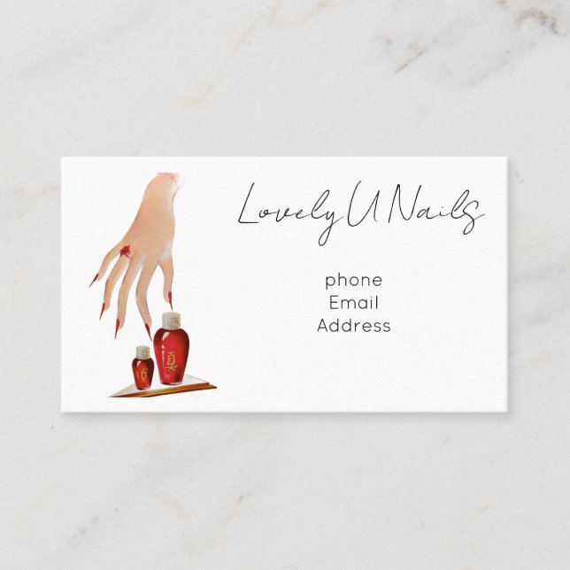 Cartões de Visita Simples e Elegantes para Unhas (Frente)