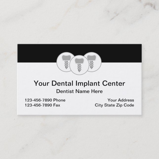 Cartões de Visita Tema Implantes Dentários Moderno (Frente)
