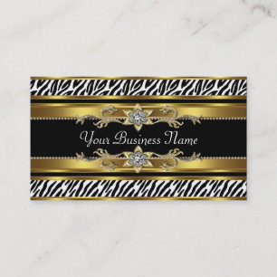 Cartões de Visita Zebra Preto Dourado