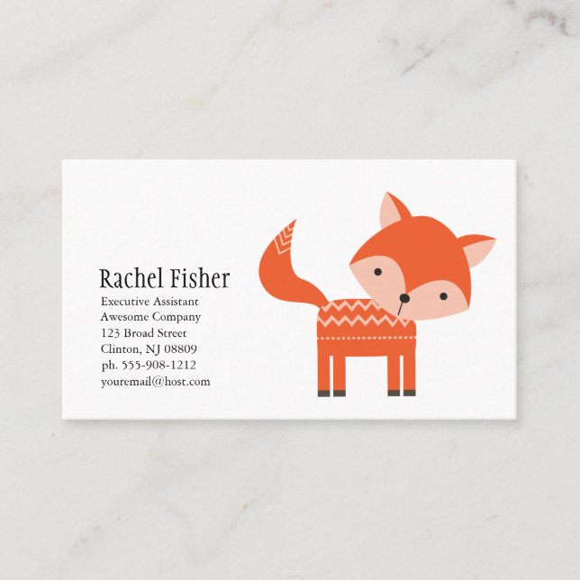 Cartões de visitas animais bonitos do Fox da (Frente)
