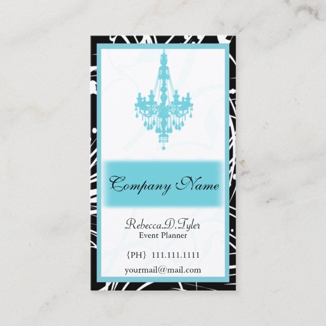 Cartões de visitas Aqua Chic (Frente)