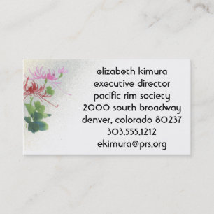 Cartões de visitas asiáticos do estilo da flor d