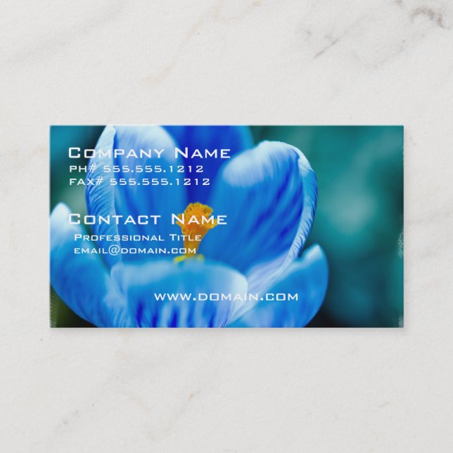 Cartões de visitas azuis do açafrão (Frente)